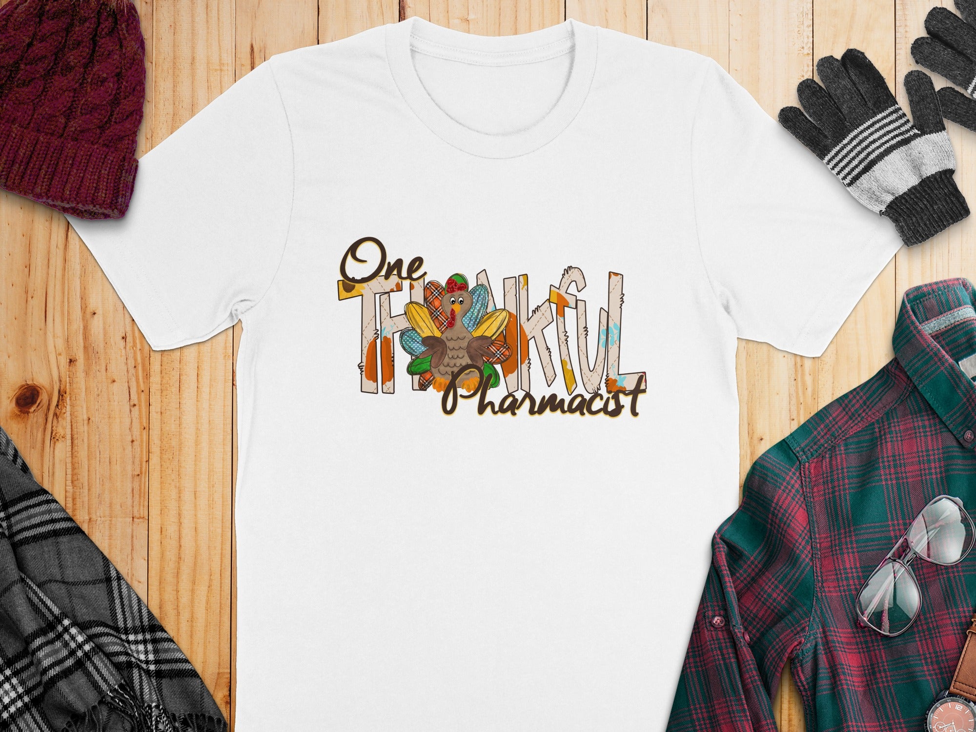 One Thankful Pharmacist Design Graphic T-Shirt product type