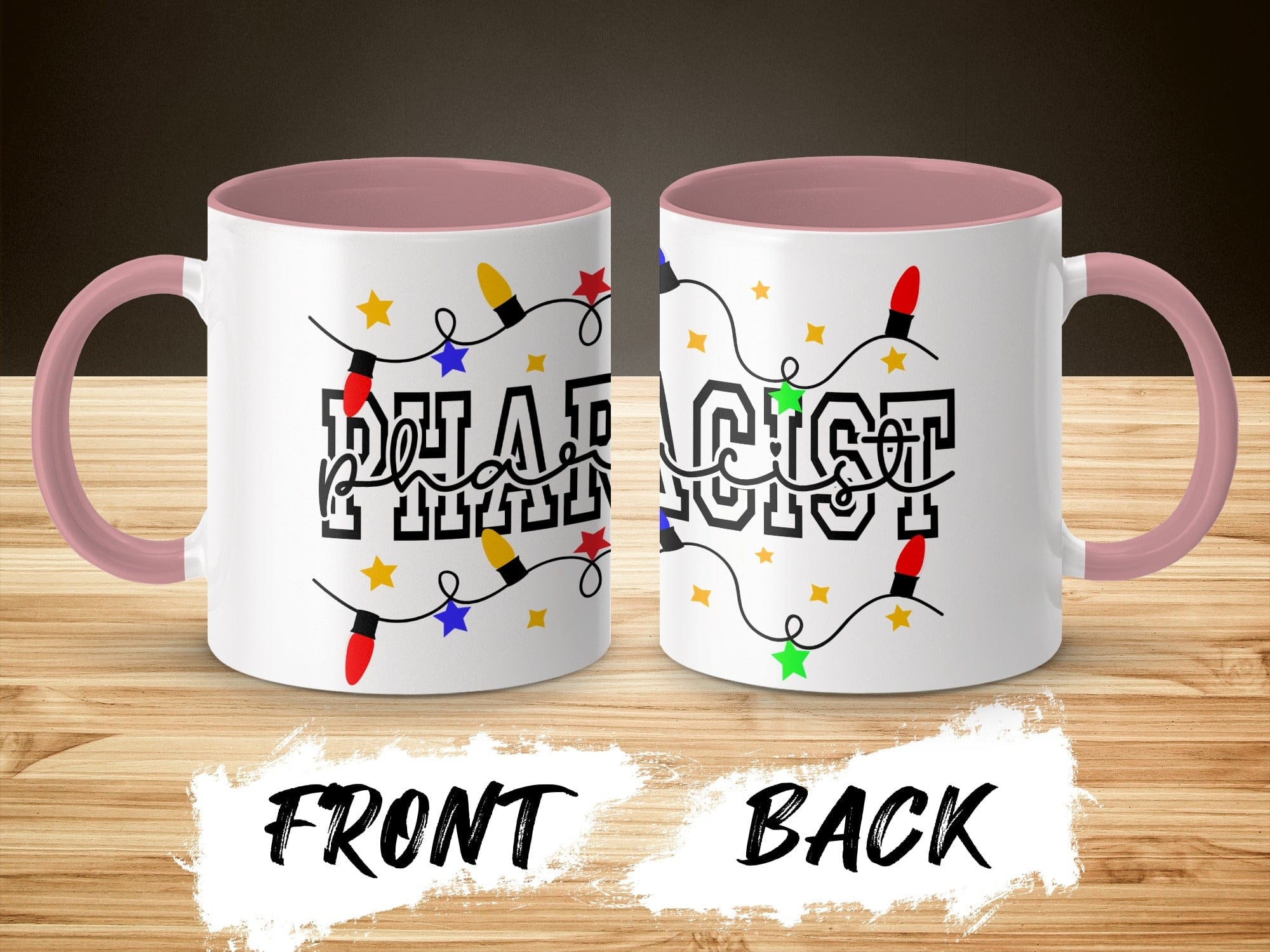 Festive Pharmcist Mug with Colorful Lights Design