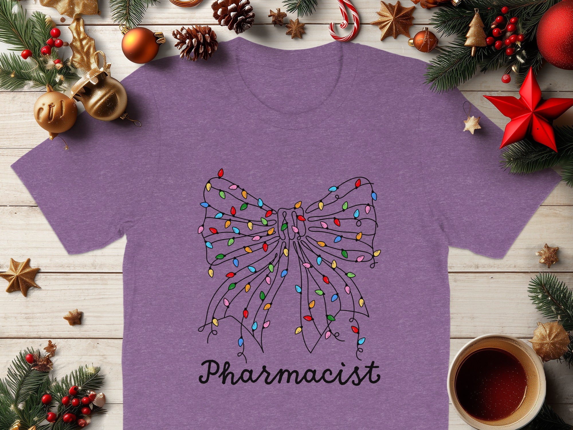 Festive Christmas Lights Bow Pharmacist T-shirt product
