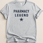 Grey t-shirt with "Pharmacy Legend" and a star.