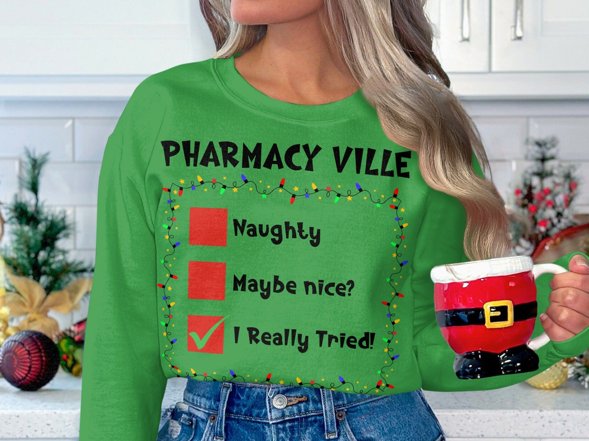 Pharmacy Ville Naughty Maybe Nice I Really Tried Sweater