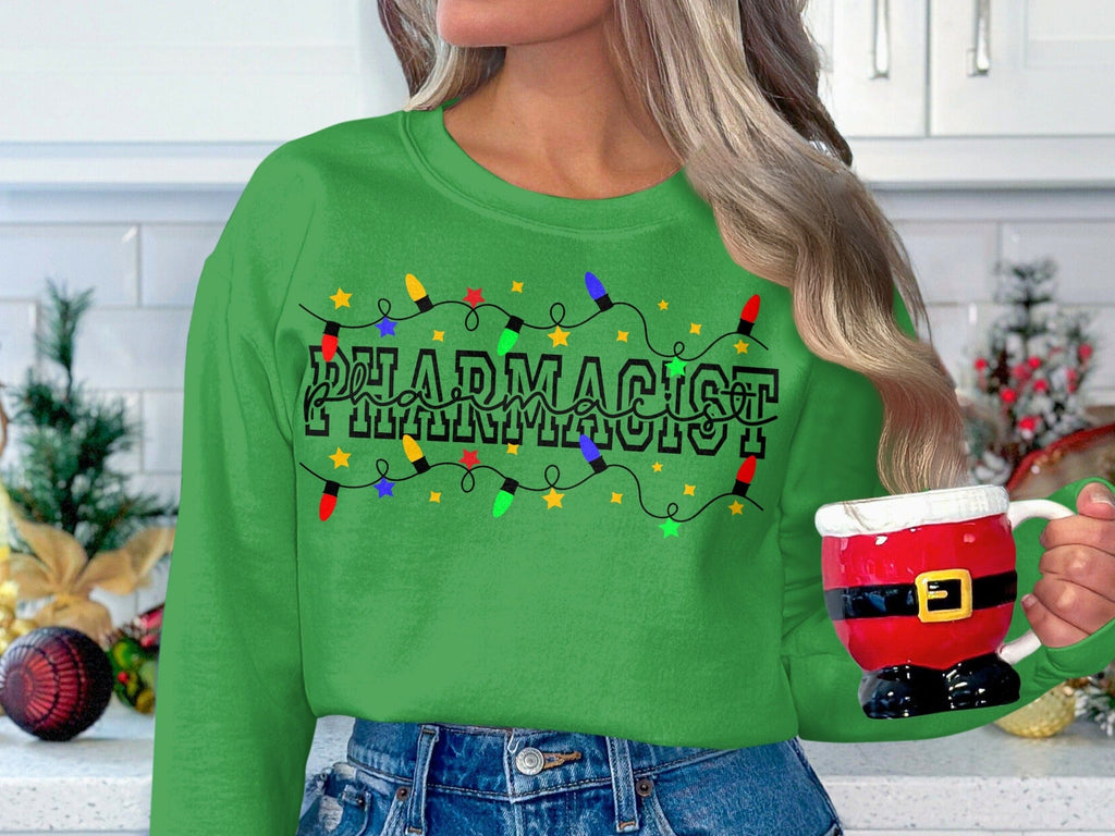 Festive Pharmacist Light-Up Print Green Top