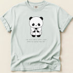 T-shirt with a sad panda in a lab coat and text about a full queue.