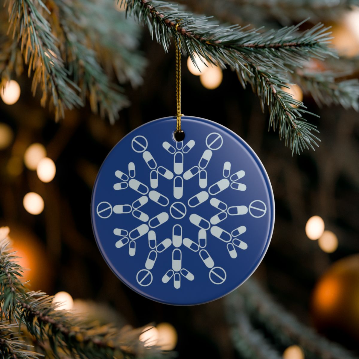 Elegant Blue Snowflake Design Christmas Ornament