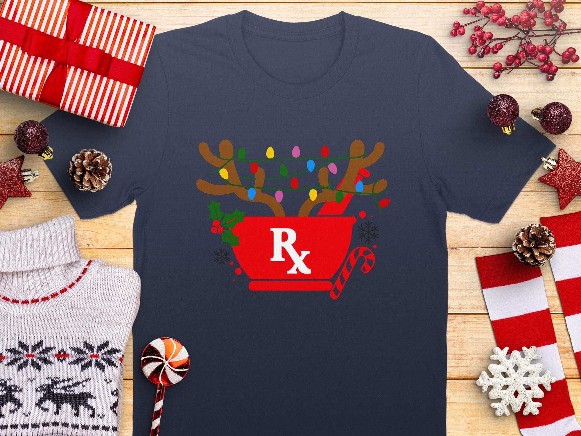 Christmas Reindeer Prescription Lights T-shirt product