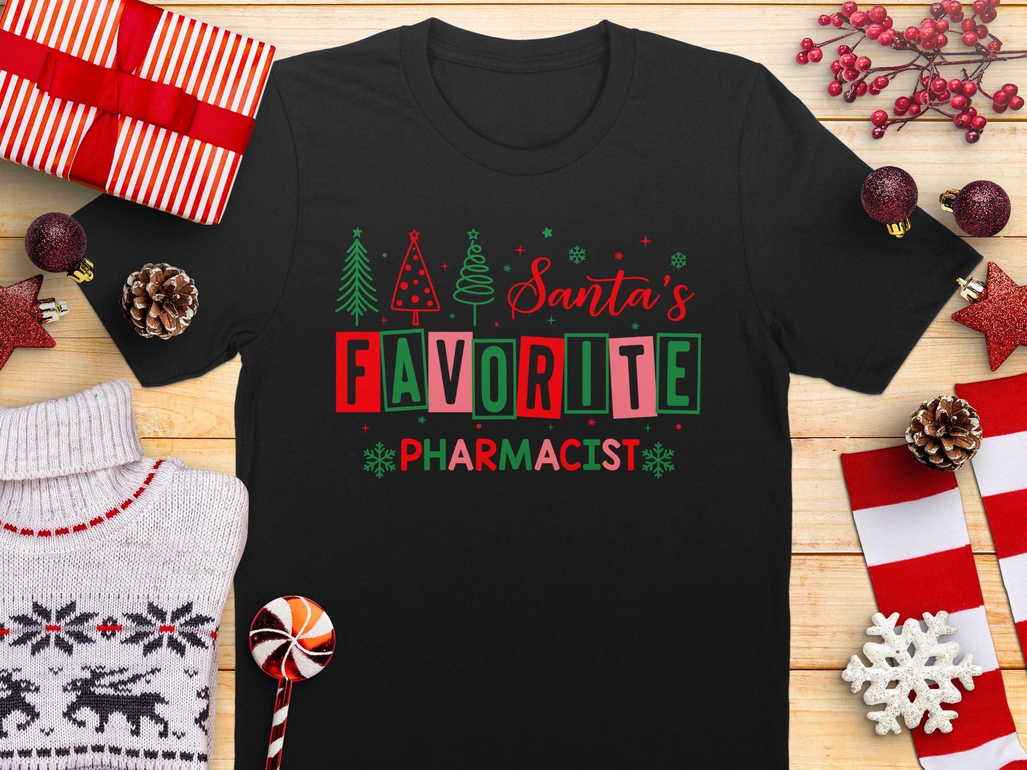 Santa's Favorite Pharmacist Festive Christmas T-Shirt product type