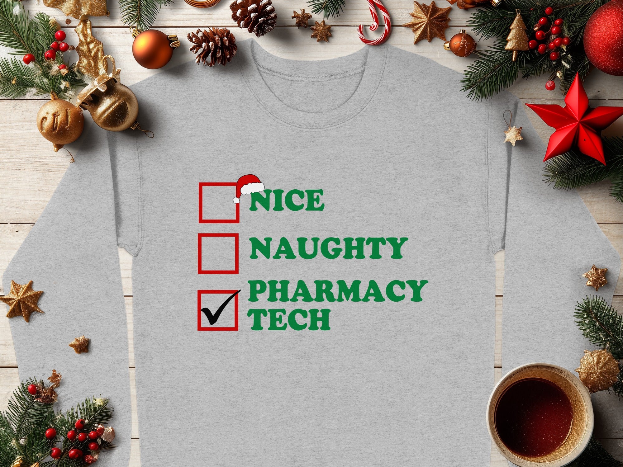 Funny Naughty Or Nice Pharmacy Tech Long Sleeve product