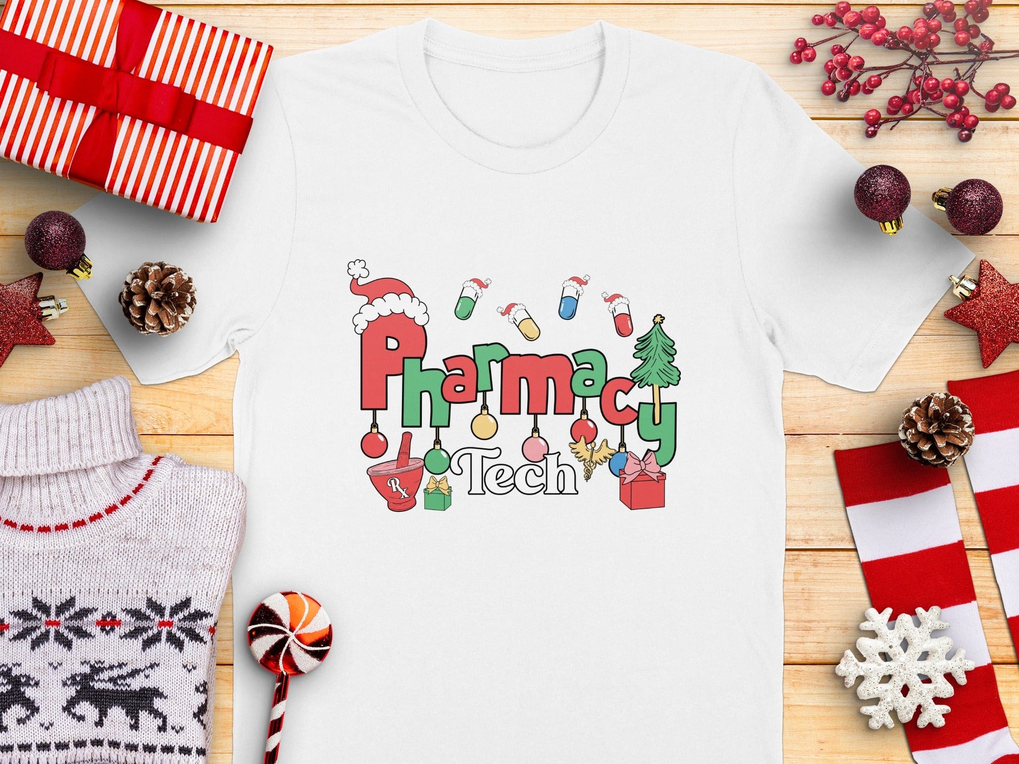 Pharmacy Tech Christmas Holiday Theme Shirt