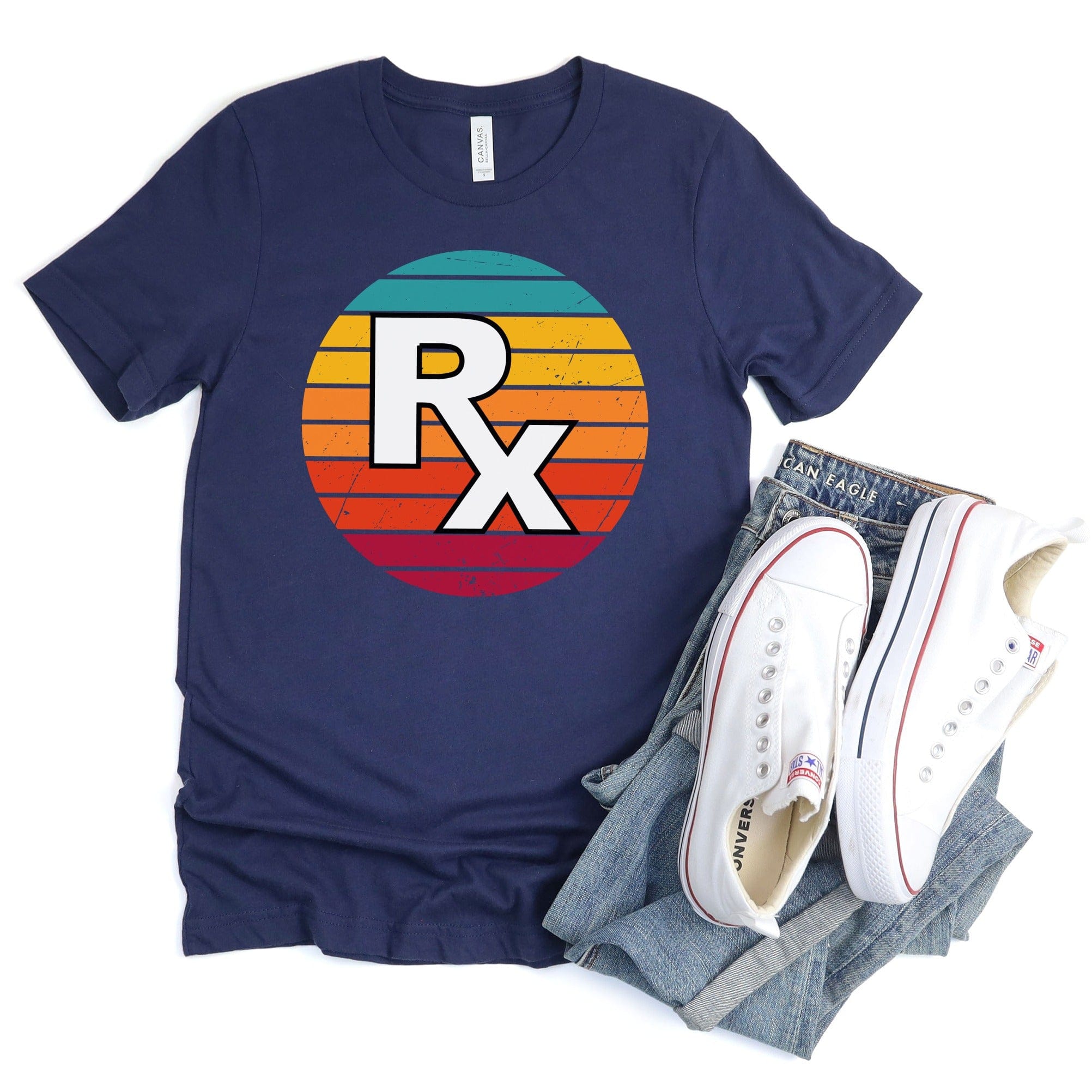 Retro RX Striped Blue Graphic Tee product type