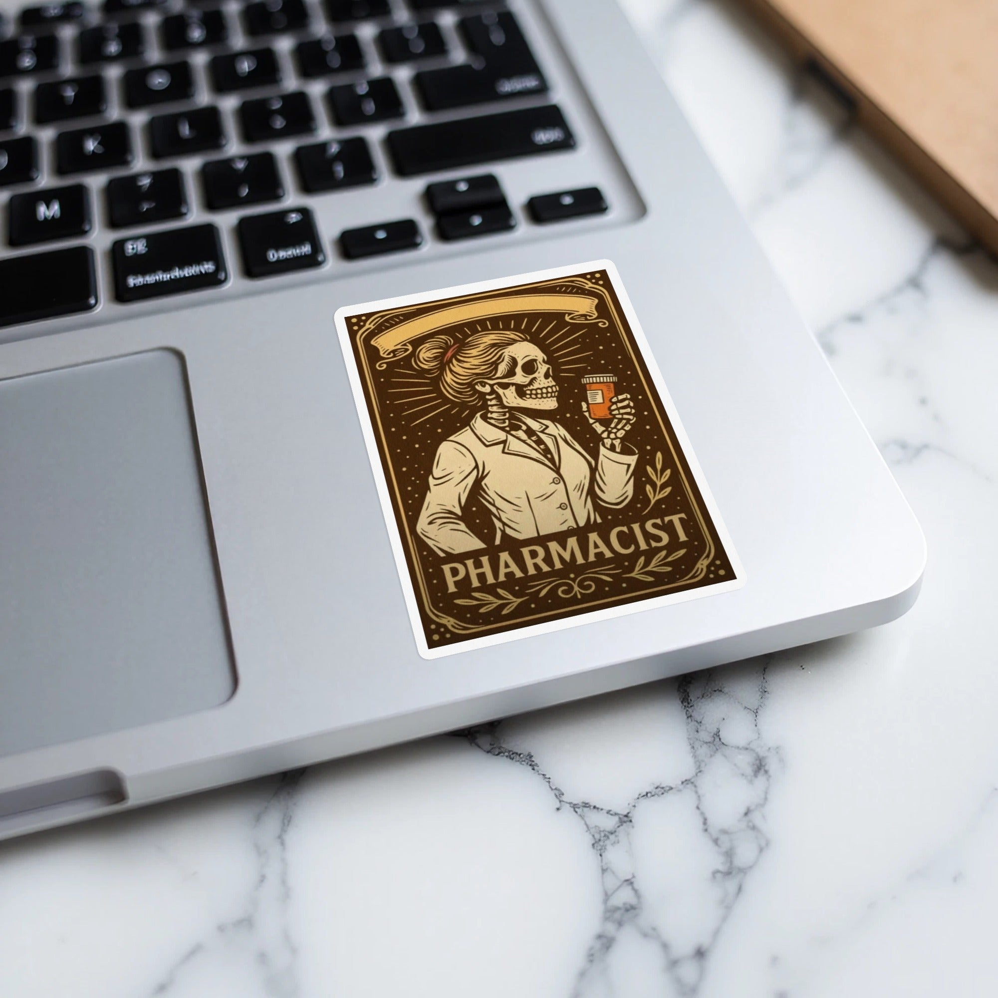 Retro Skeleton Pharmacist Poster Sticker product