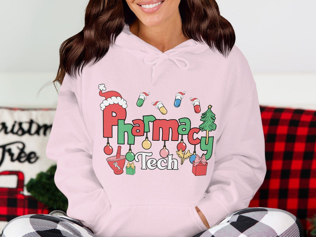 Festive Pharmacy Tech Holiday Hoodie for Christmas