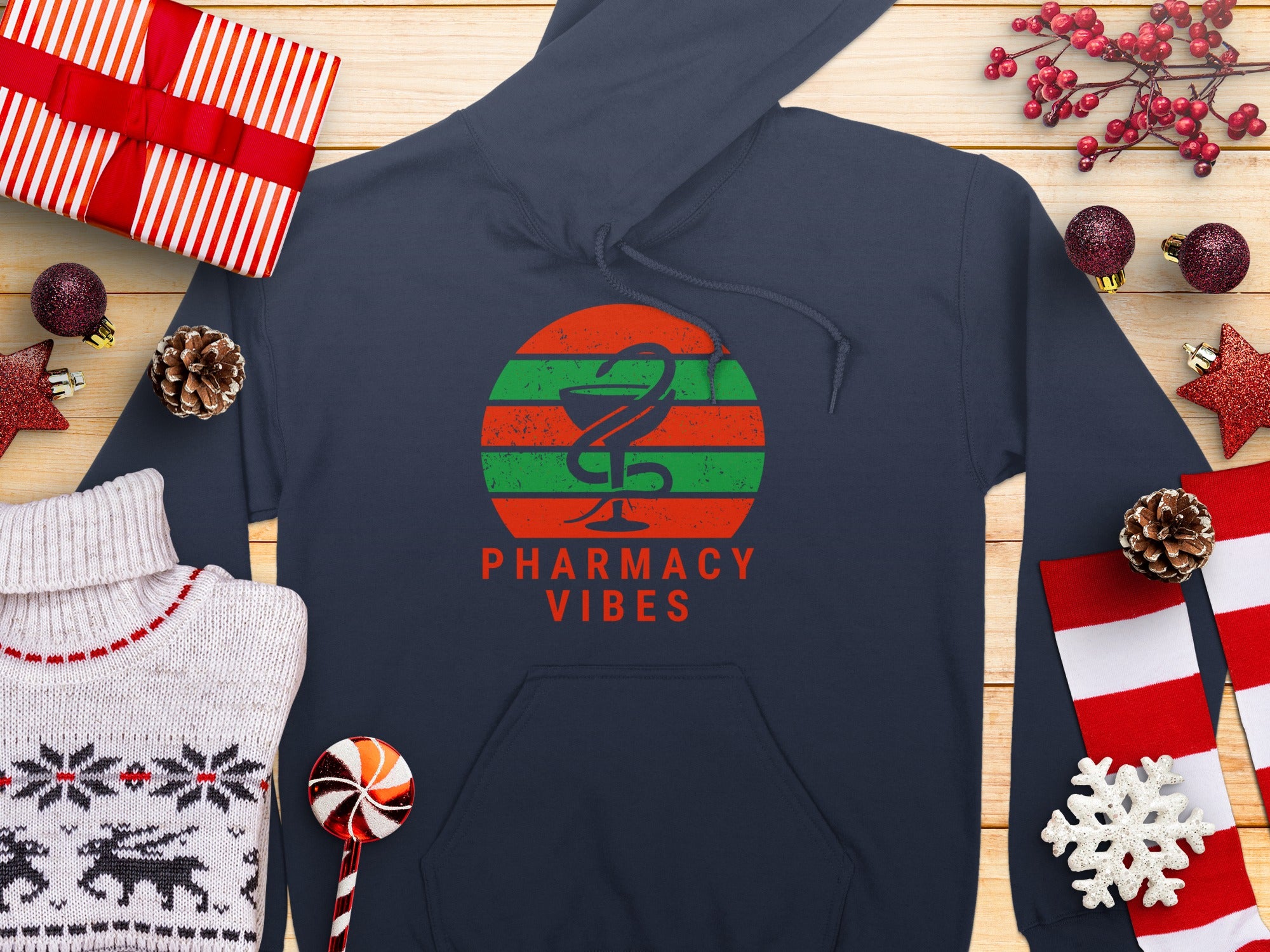Pharmacy Vibes Festive Holiday Design Hoodie product