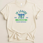 Cream t-shirt with "IV League 797 Pharmacy" and "Premium Compounding" text.