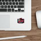Neon sign for Rx Rated Open Late, placed on a laptop keyboard.