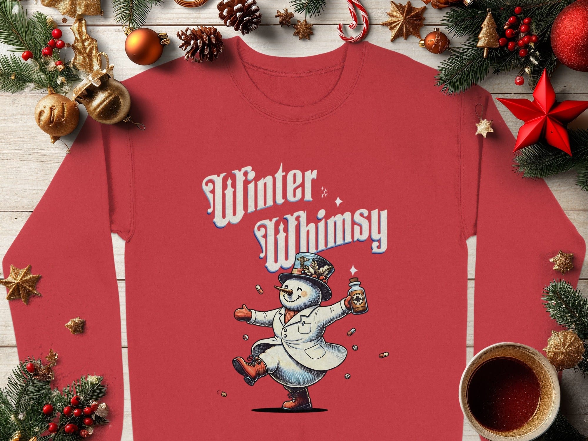 Festive Snowman Design Winter Whimsy Long Sleeve Shirt