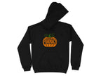 Black hoodie with an orange pumpkin graphic that says "PHARMACY".
