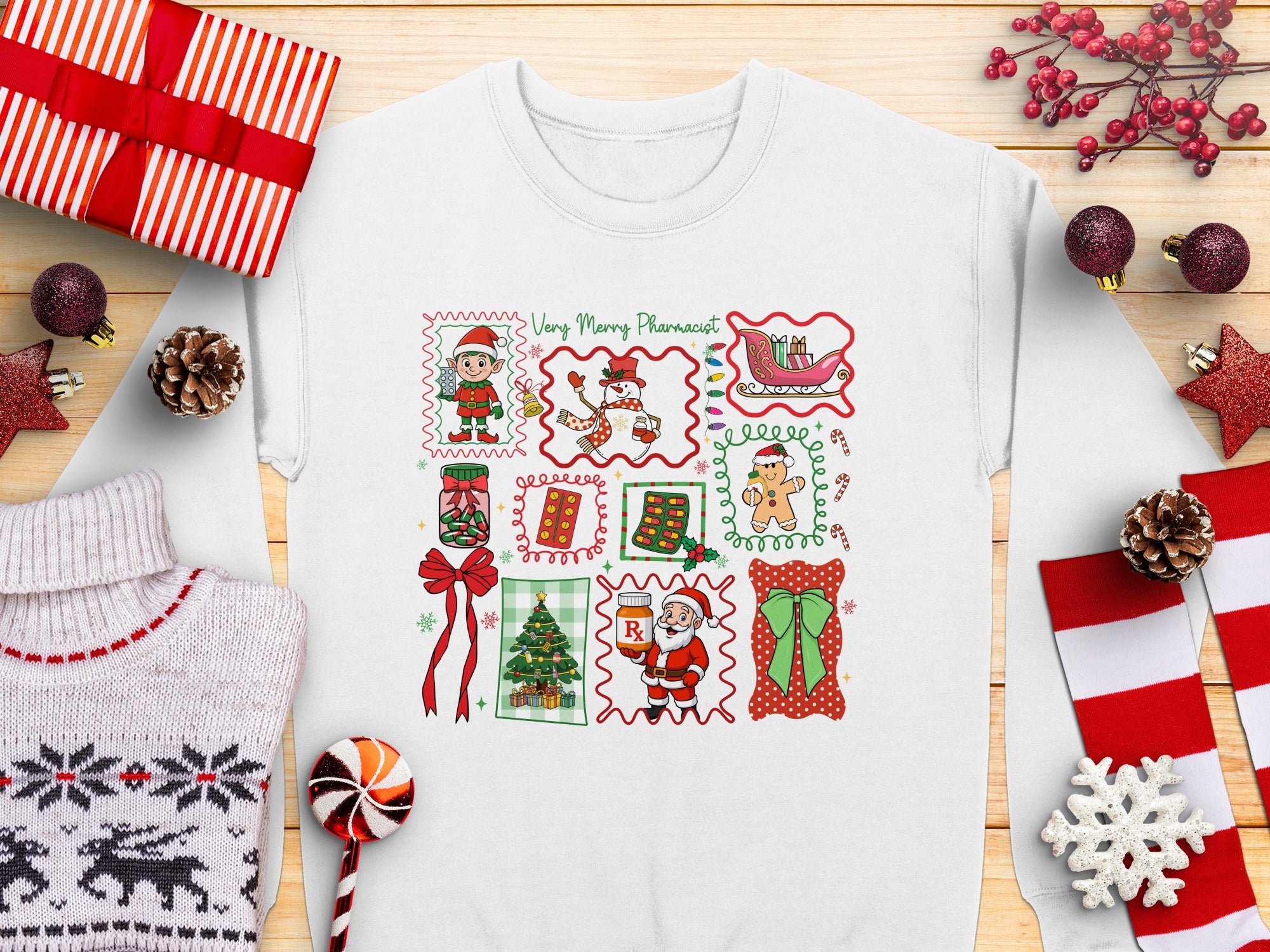 Festive Christmas Holiday Themed Graphic Sweatshirt