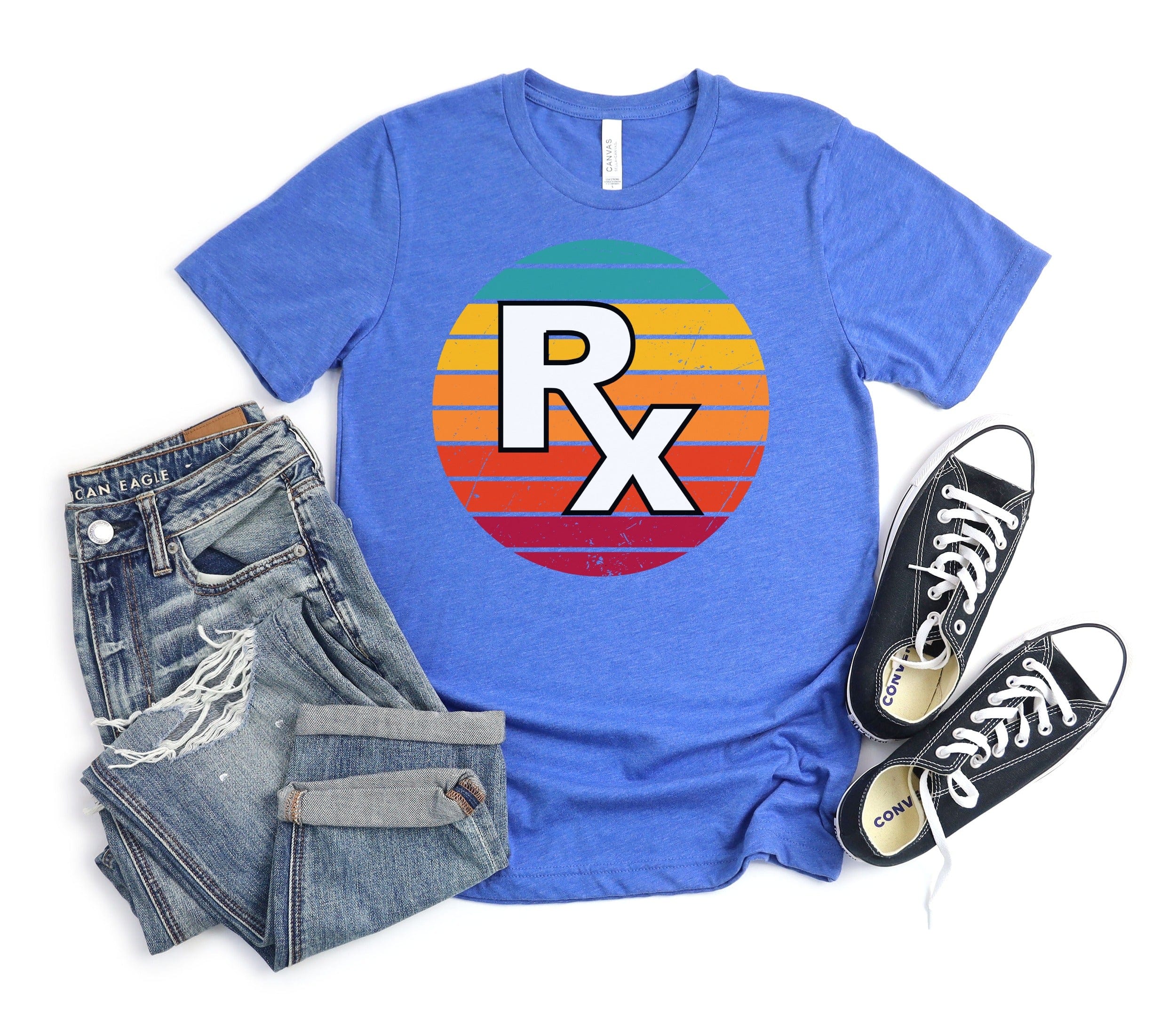 Retro RX Rainbow Striped Graphic T-shirt product