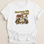 Squirrel in lab coat with nuts and pills, saying "Pharmacy Life is Nuts!".