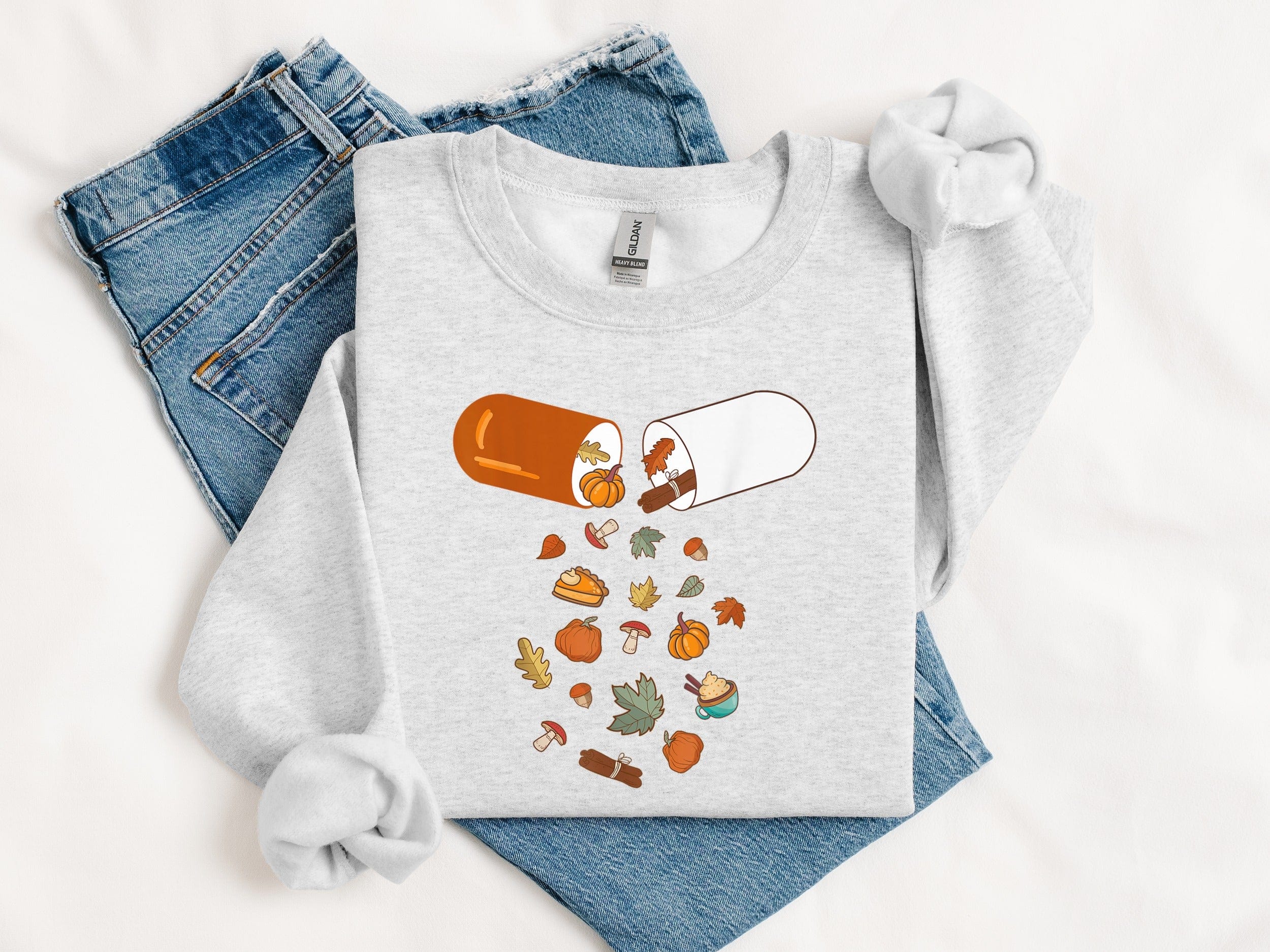 Autumn Themed Graphic Sweatshirt for Fall Season casual product