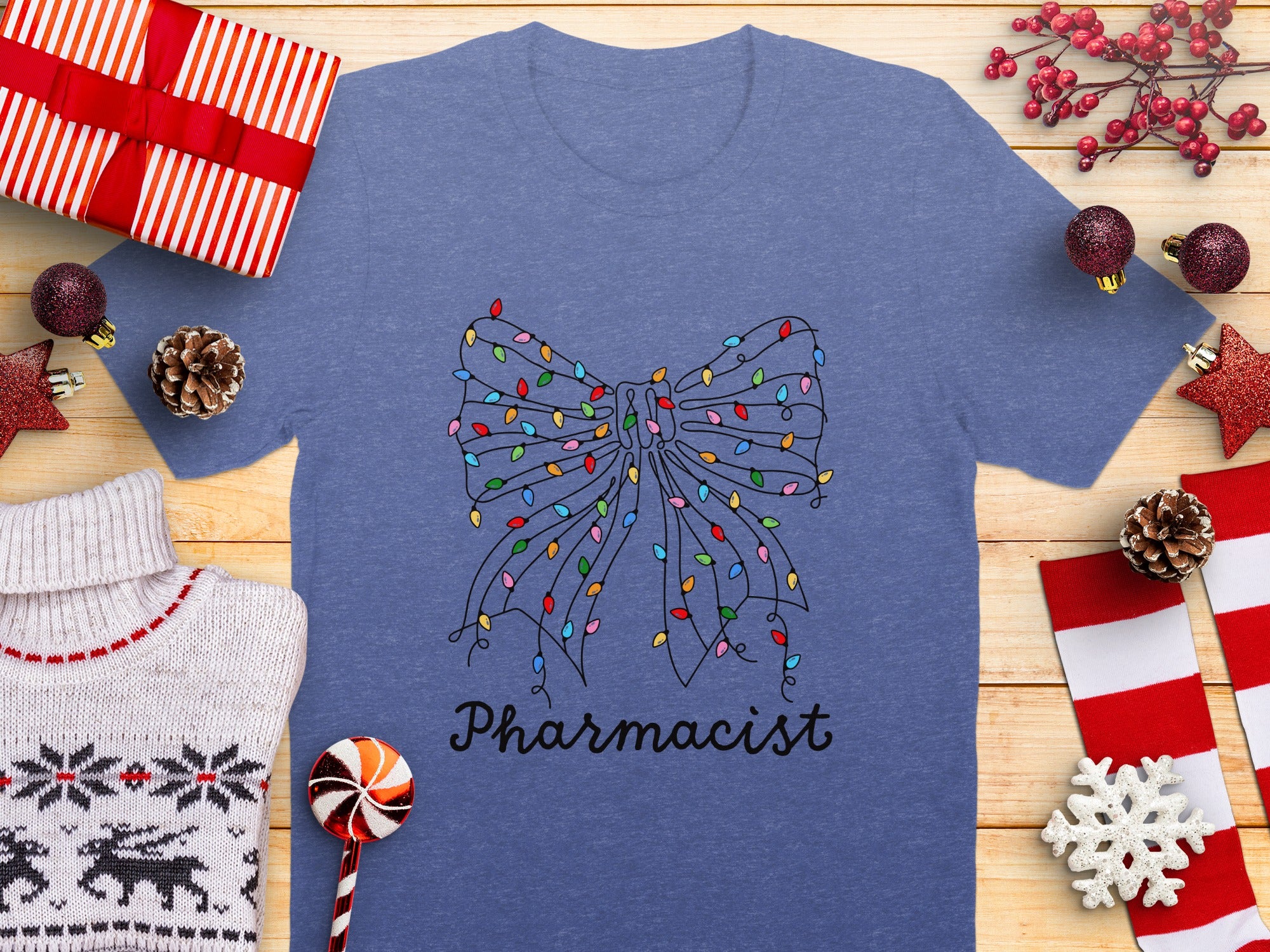 Bow With Holiday Lights Pharmacist Shirt