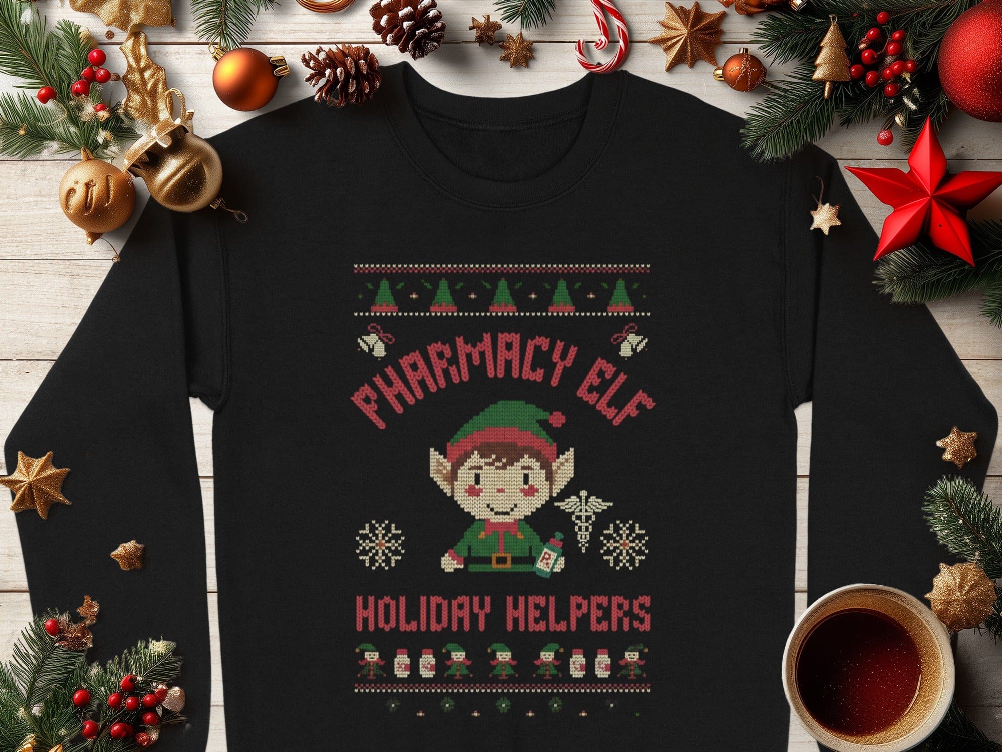 Pharmacy Elf Holiday Helpers Festive Sweater Product