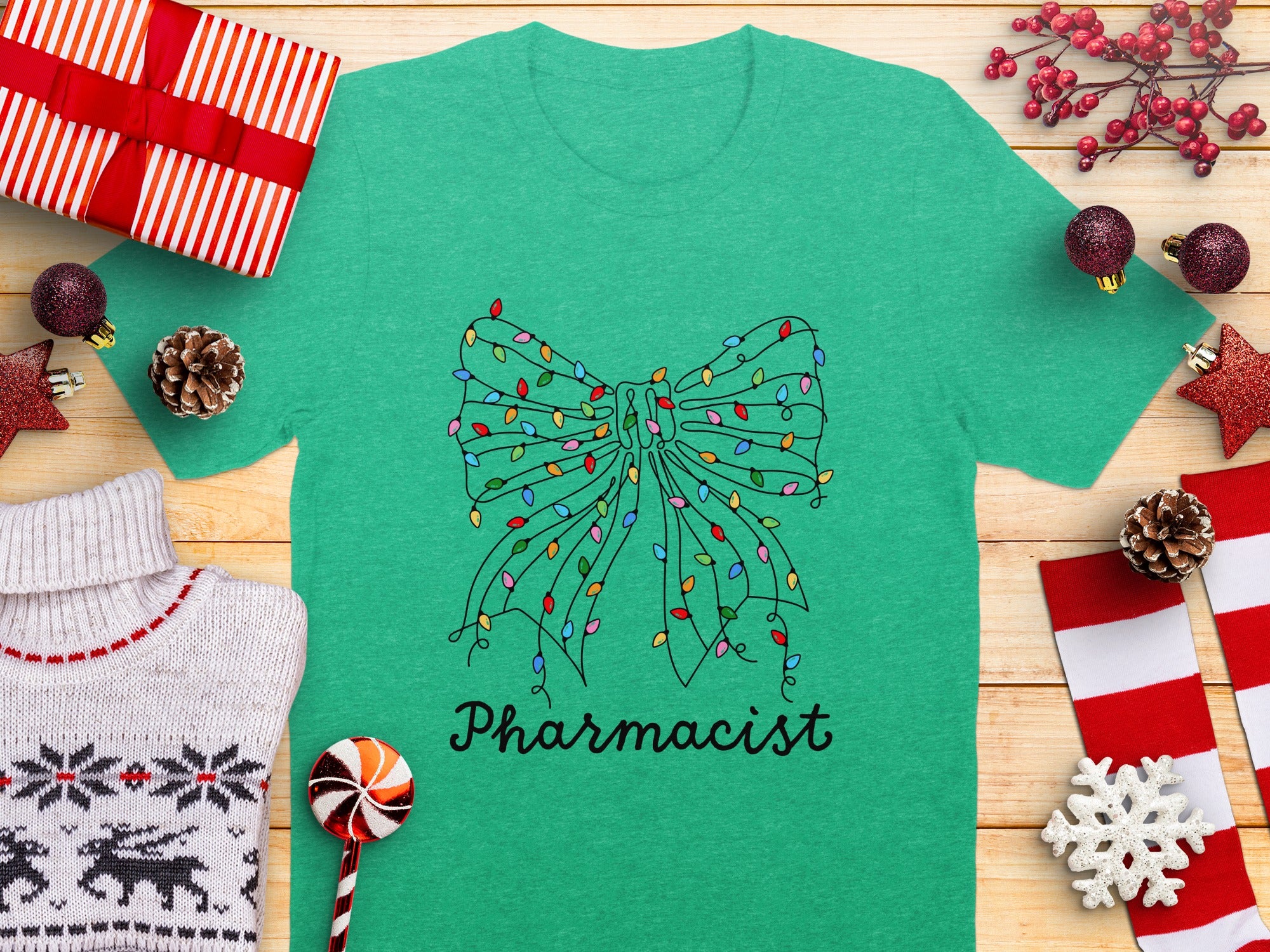 Christmas Lights Bow Pharmacist Shirt Product