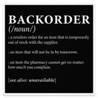 Backorder definition with humorous explanations.