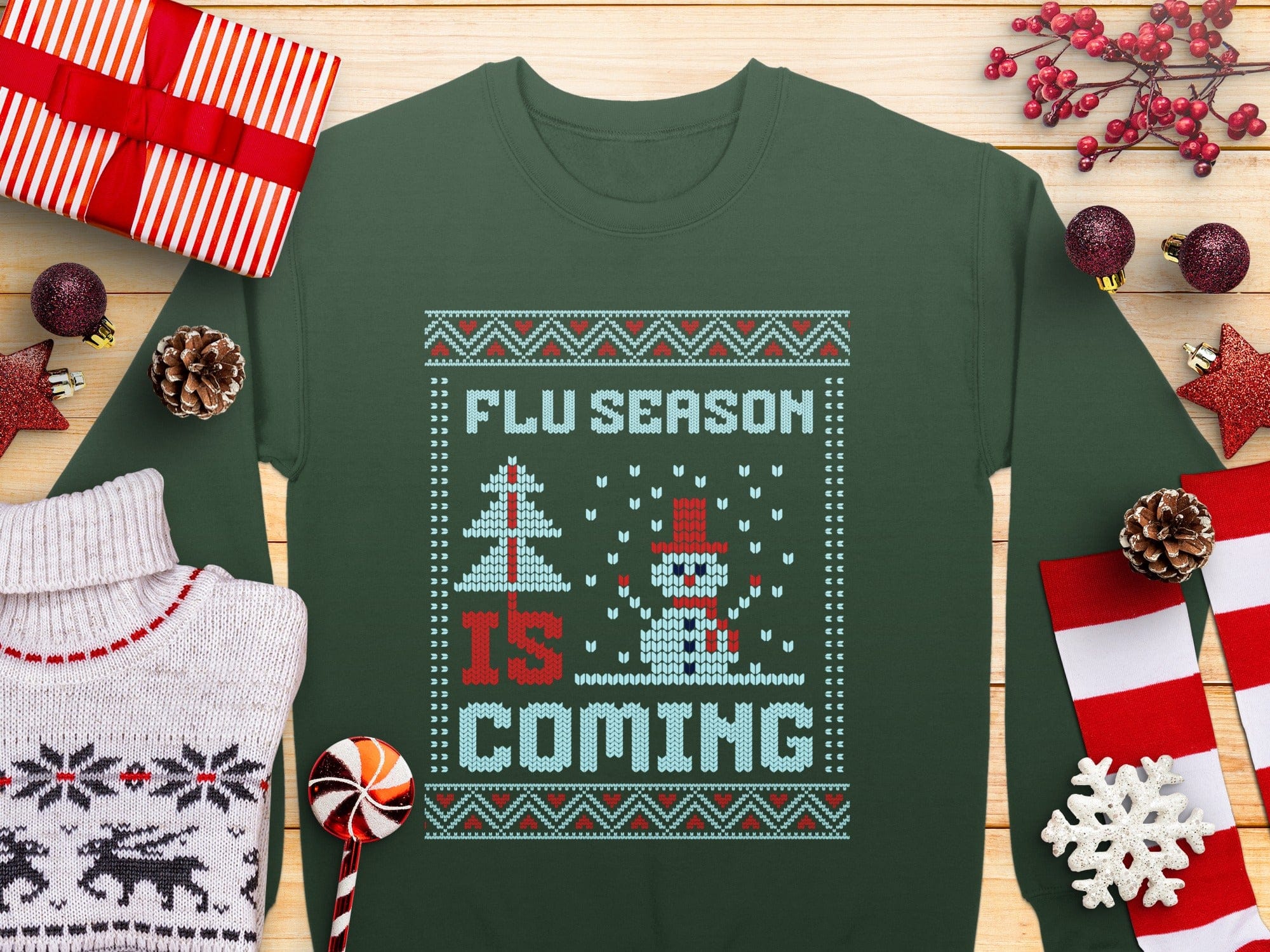 Flu Season Is Coming Festive Holiday Sweater