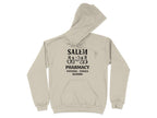 Sand hoodie with Salem Pharmacy potions elixirs design.