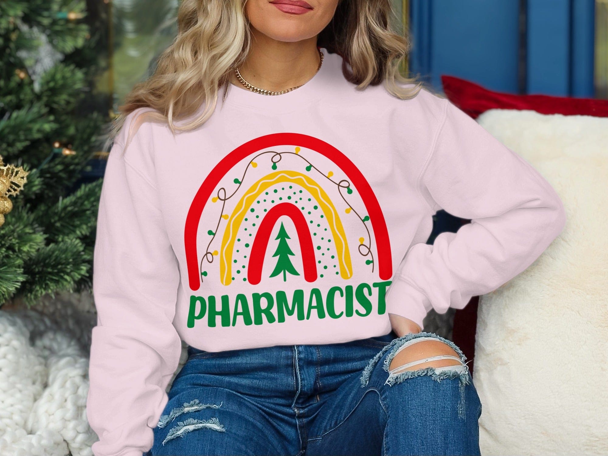 Colorful Festive Pharmacist Sweatshirt for Holidays