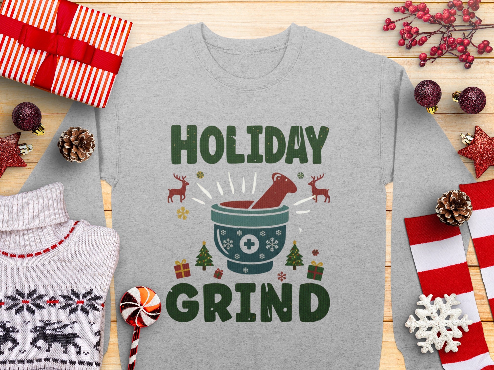 Holiday Grind Festive Graphic Long Sleeve Shirt