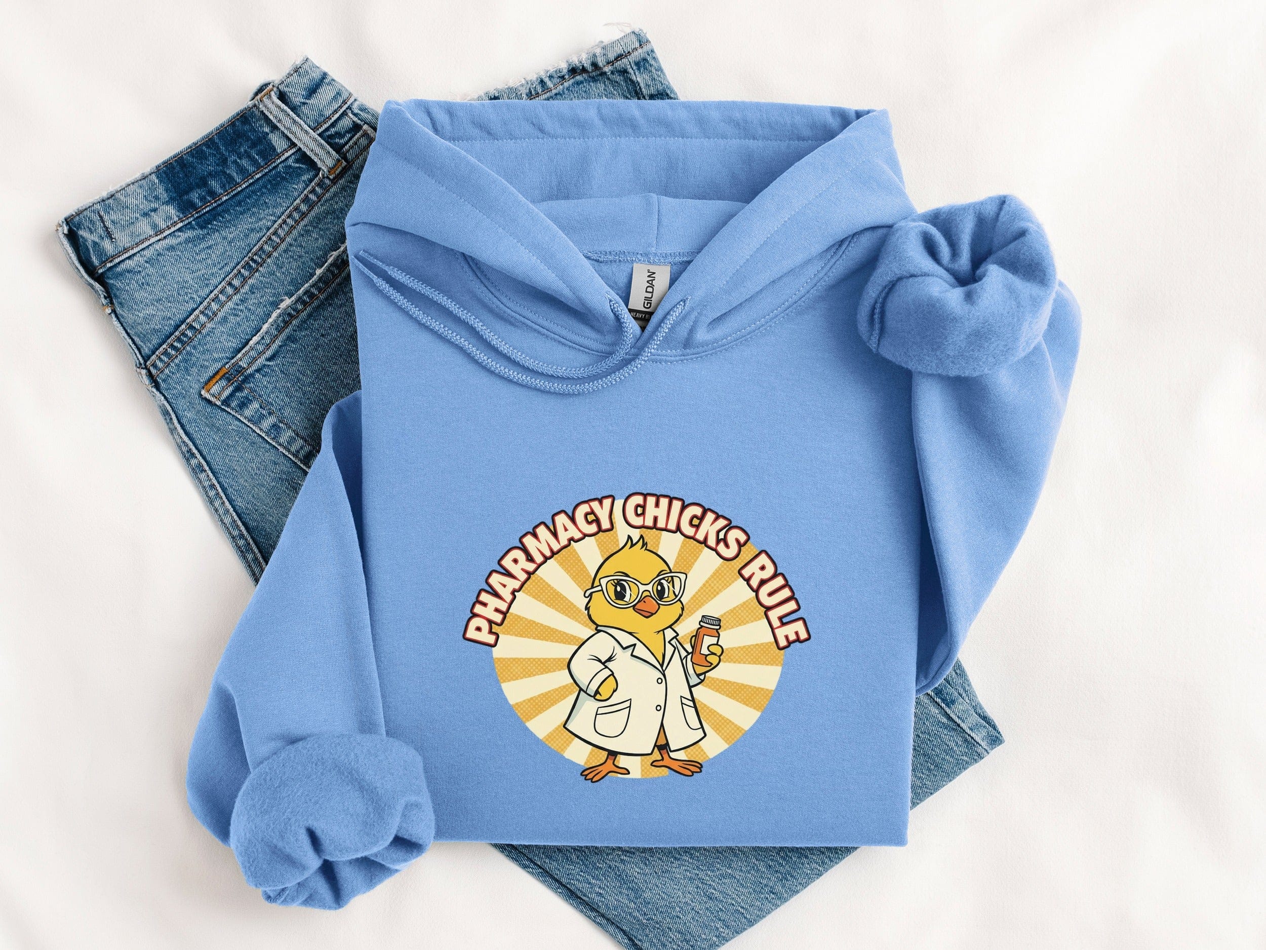 Pharmacy Chicks Rule Blue Hoodie Fun Graphic Apparel