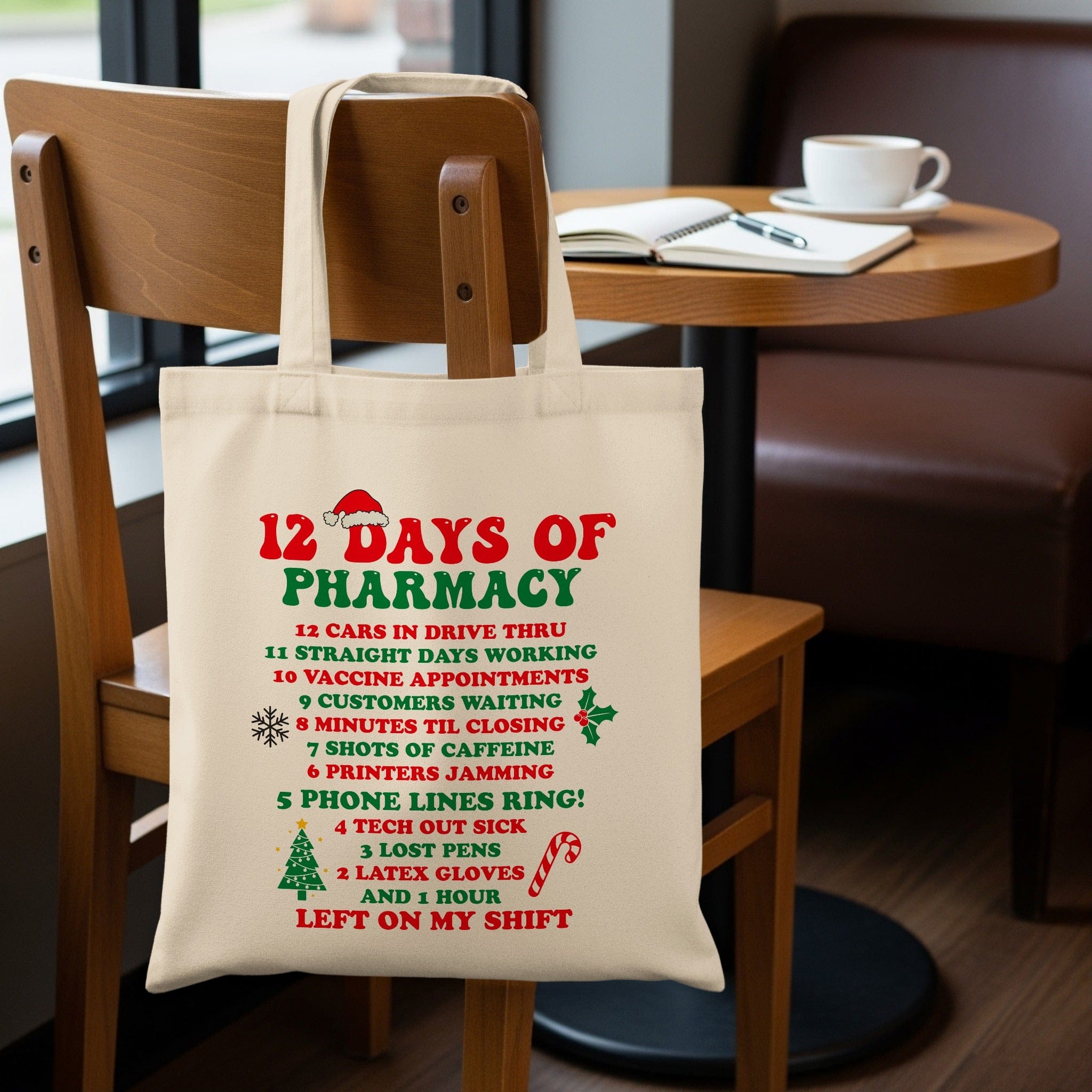 Fun 12 Days of Pharmacy Tote Bag for Healthcare Workers