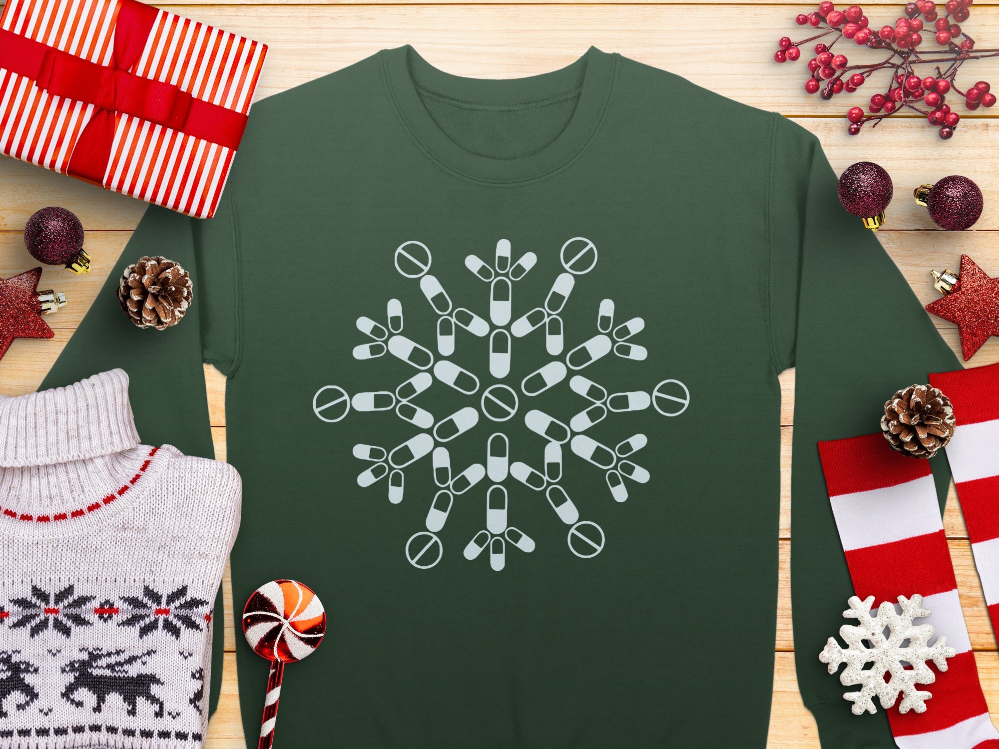 Unique Snowflake Pill Design Christmas Sweatshirt