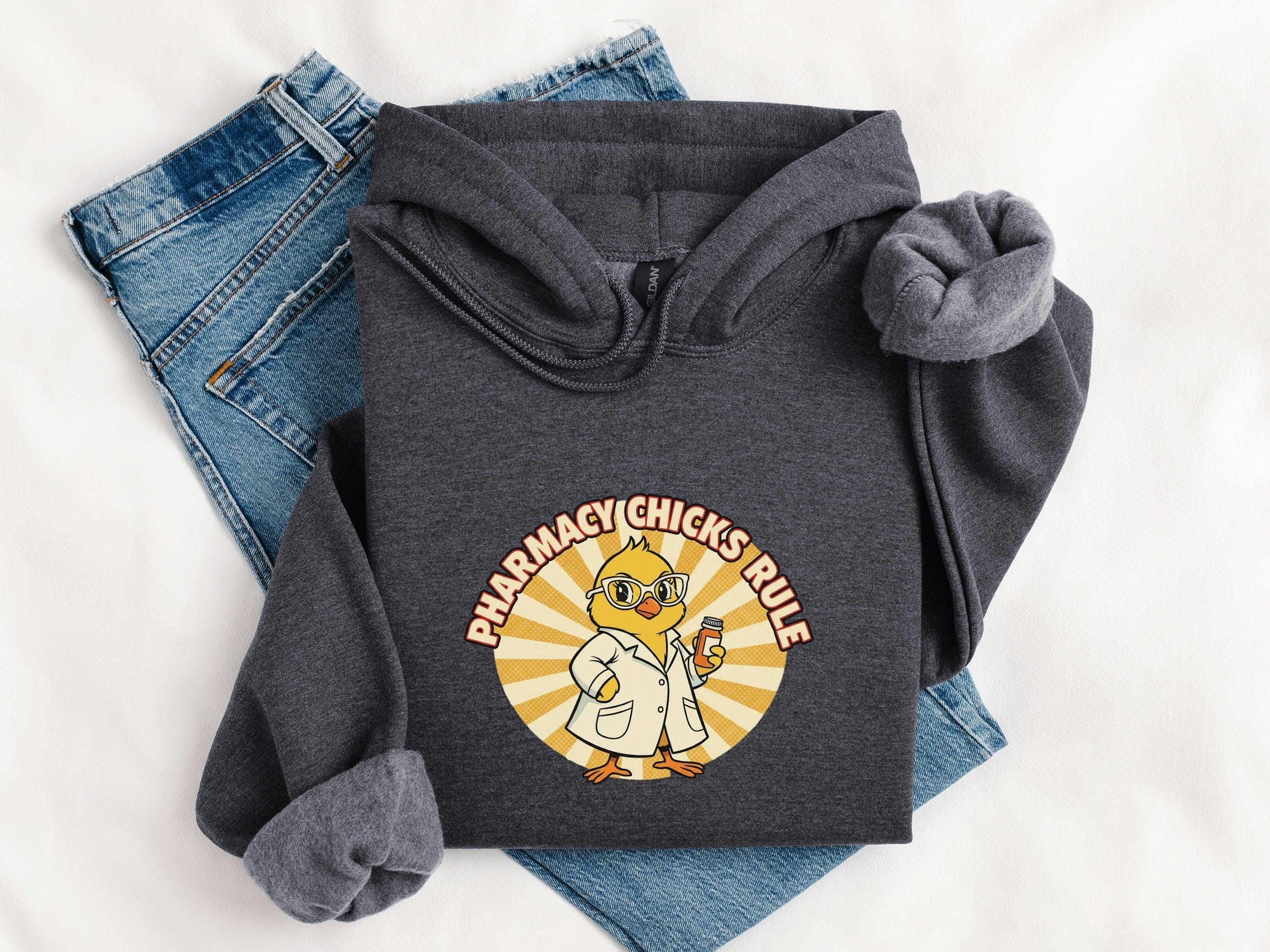 Pharmacy Chicks Rule Hoodie with Fun Cartoon Graphic