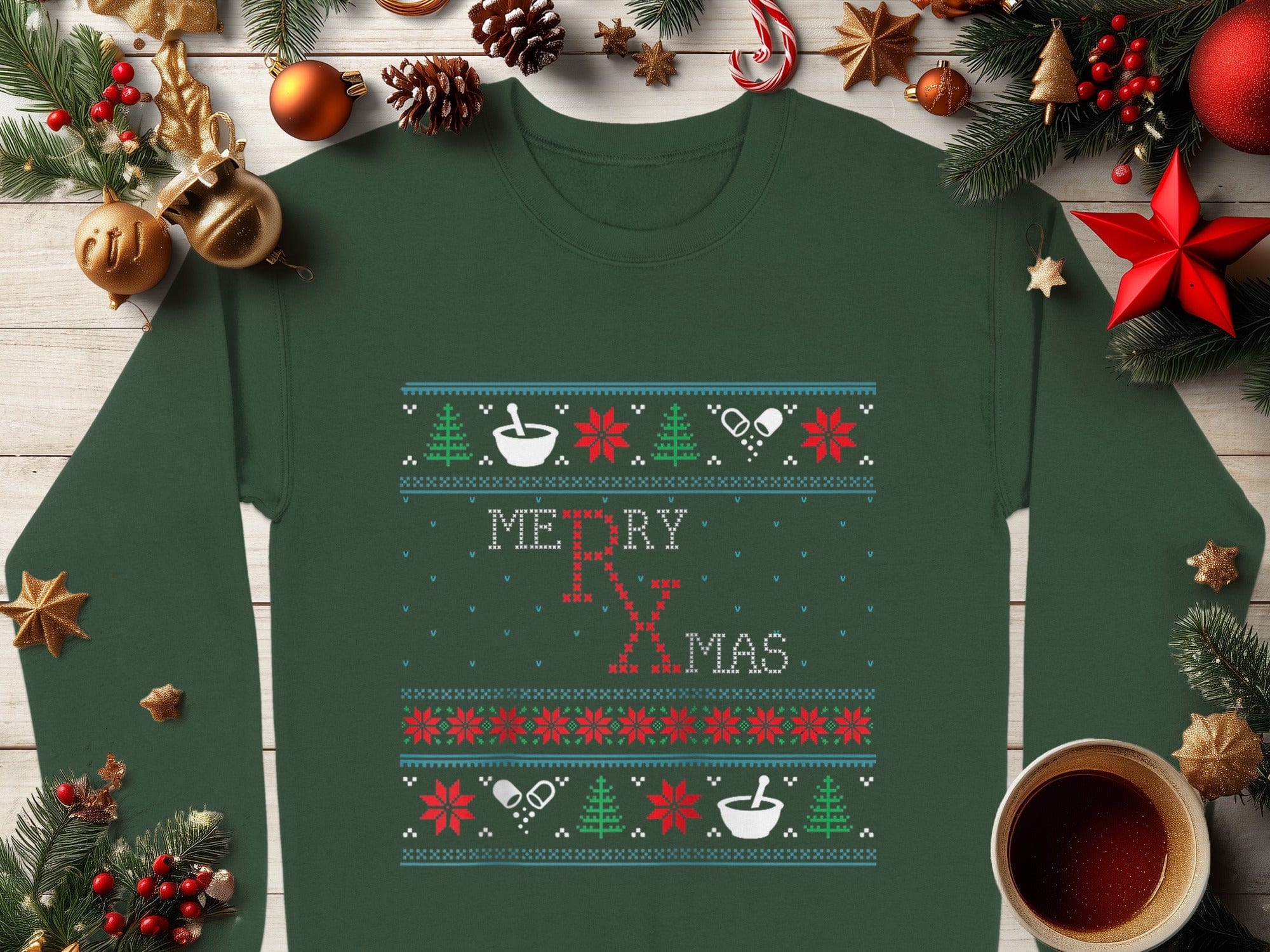 Merry Xmas Festive Green Long Sleeve Shirt product