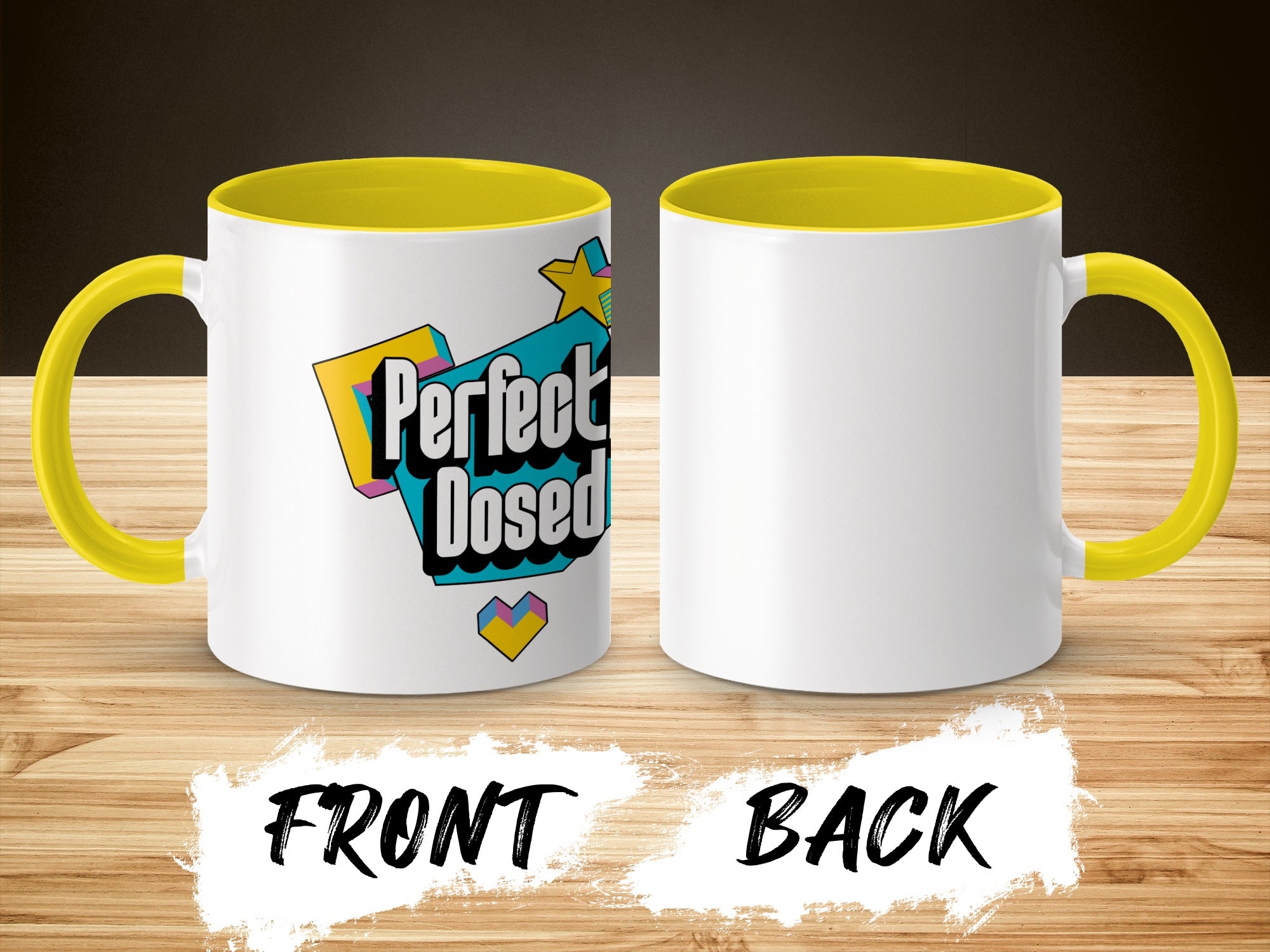 Perfect Dosed Retro Mug Front and Back View Design