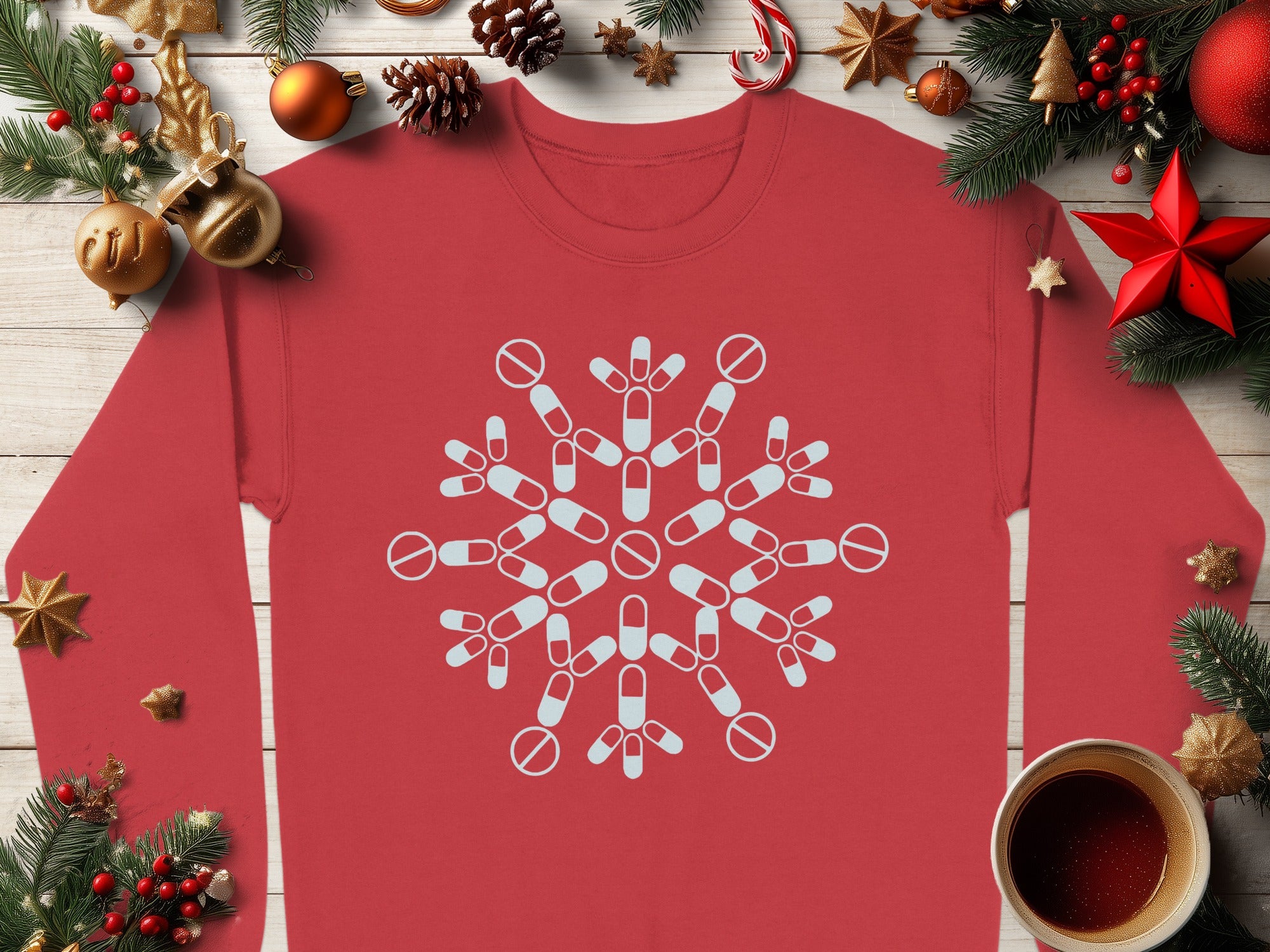 Holiday Themed Snowflake Long Sleeve Shirt