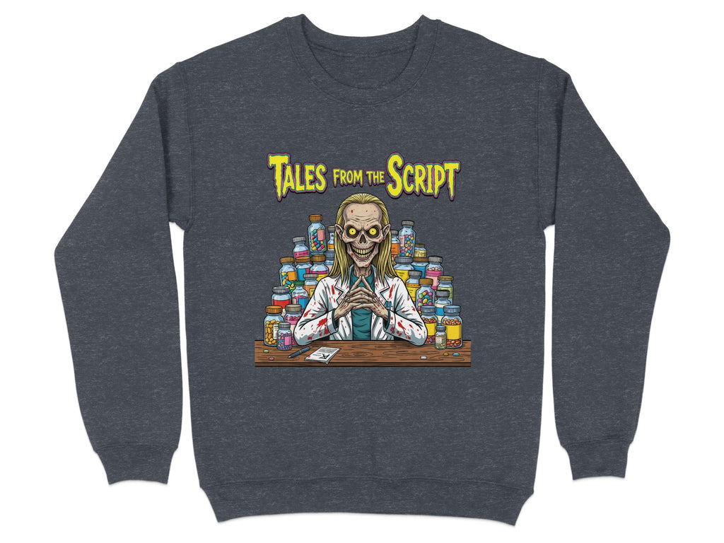 Tails from the Script logo featuring a mad scientist with jars.