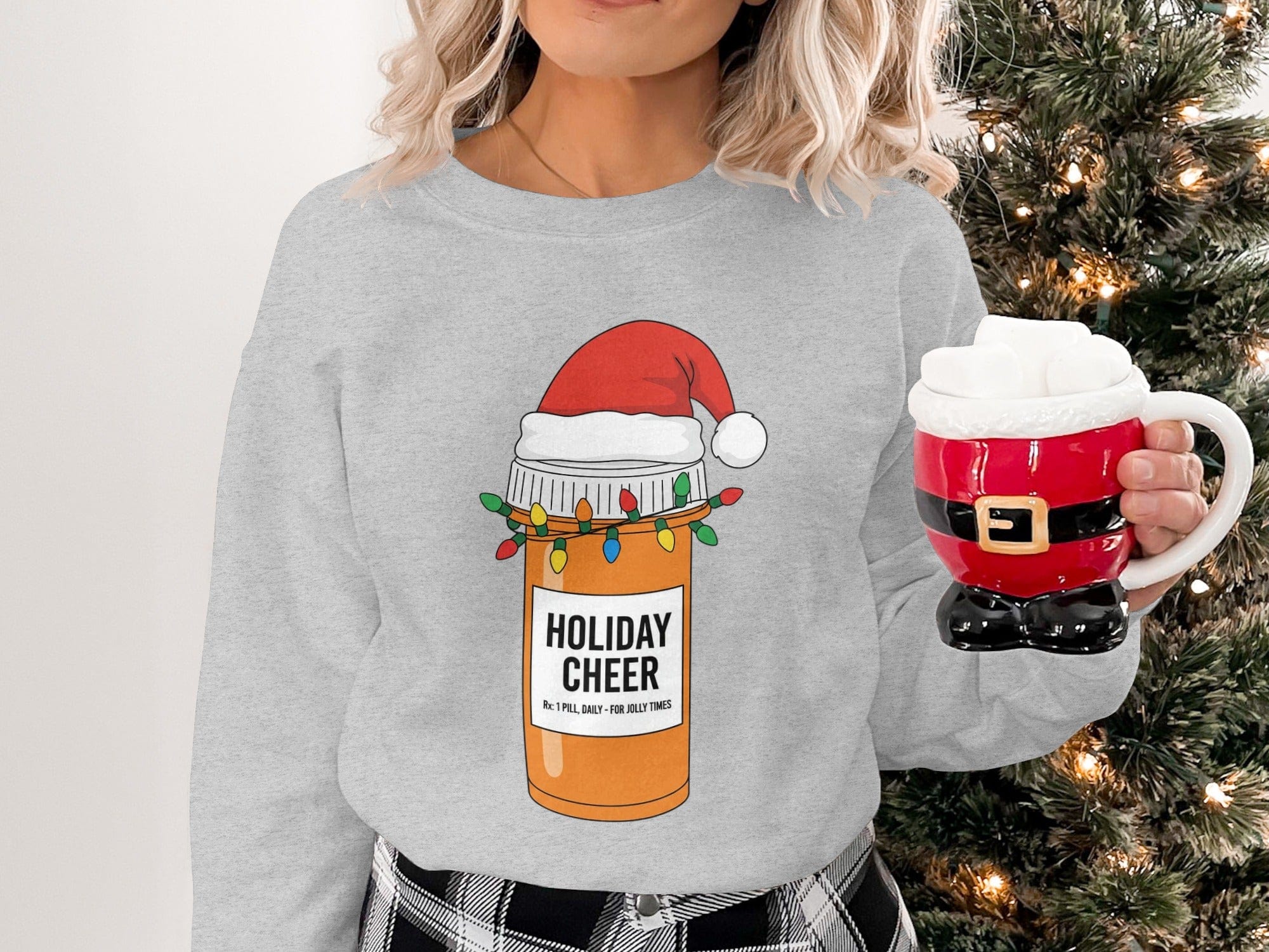 Holiday Cheer Santa Hat Festive Lights Sweatshirt