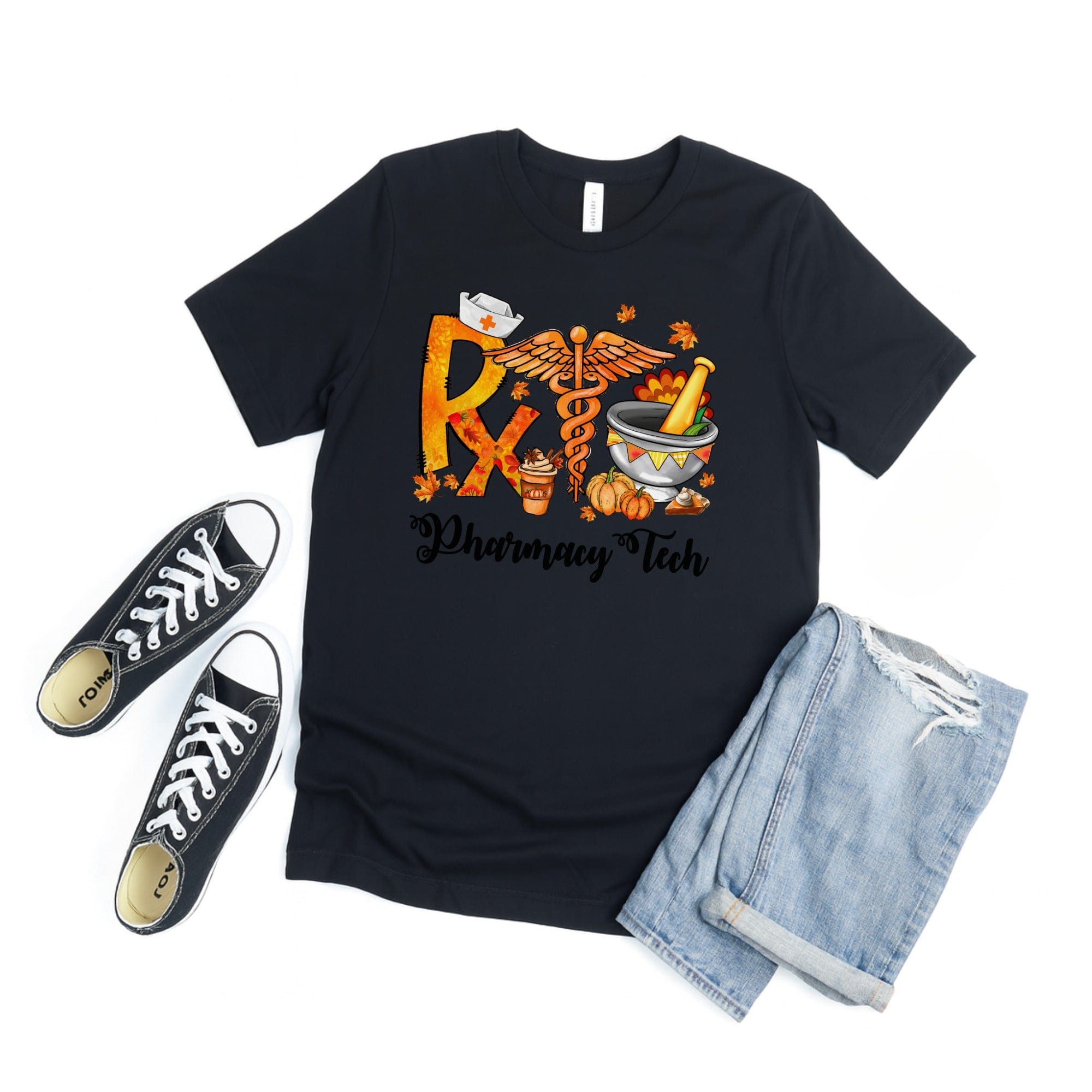 Autumn Themed Pharmacy Tech Print T-Shirt product type