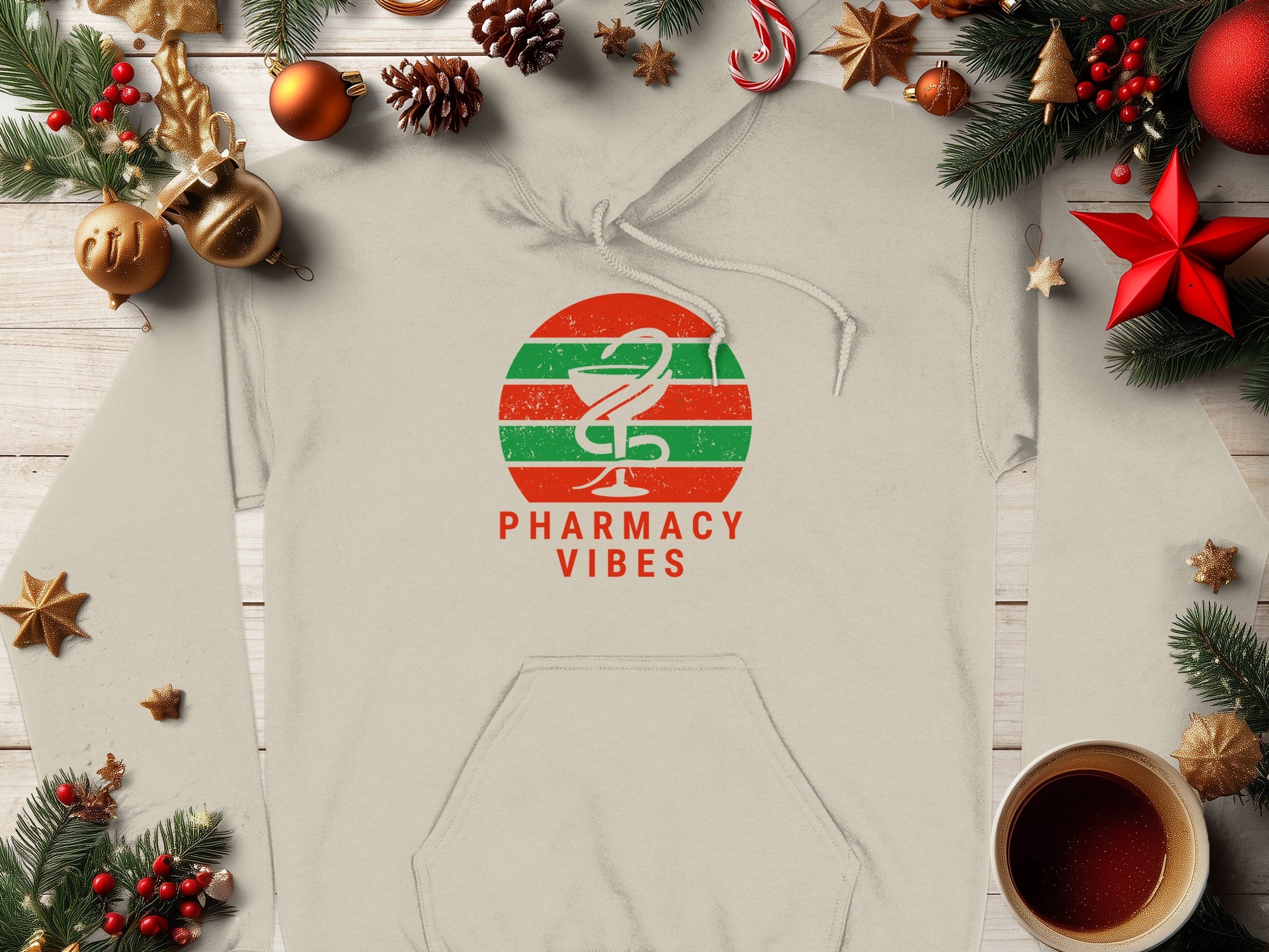 Pharmacy Vibes Holiday Hoodie Fun Cozy Product Type