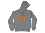 Gray hoodie with an orange pumpkin graphic that reads "Pharmacy".