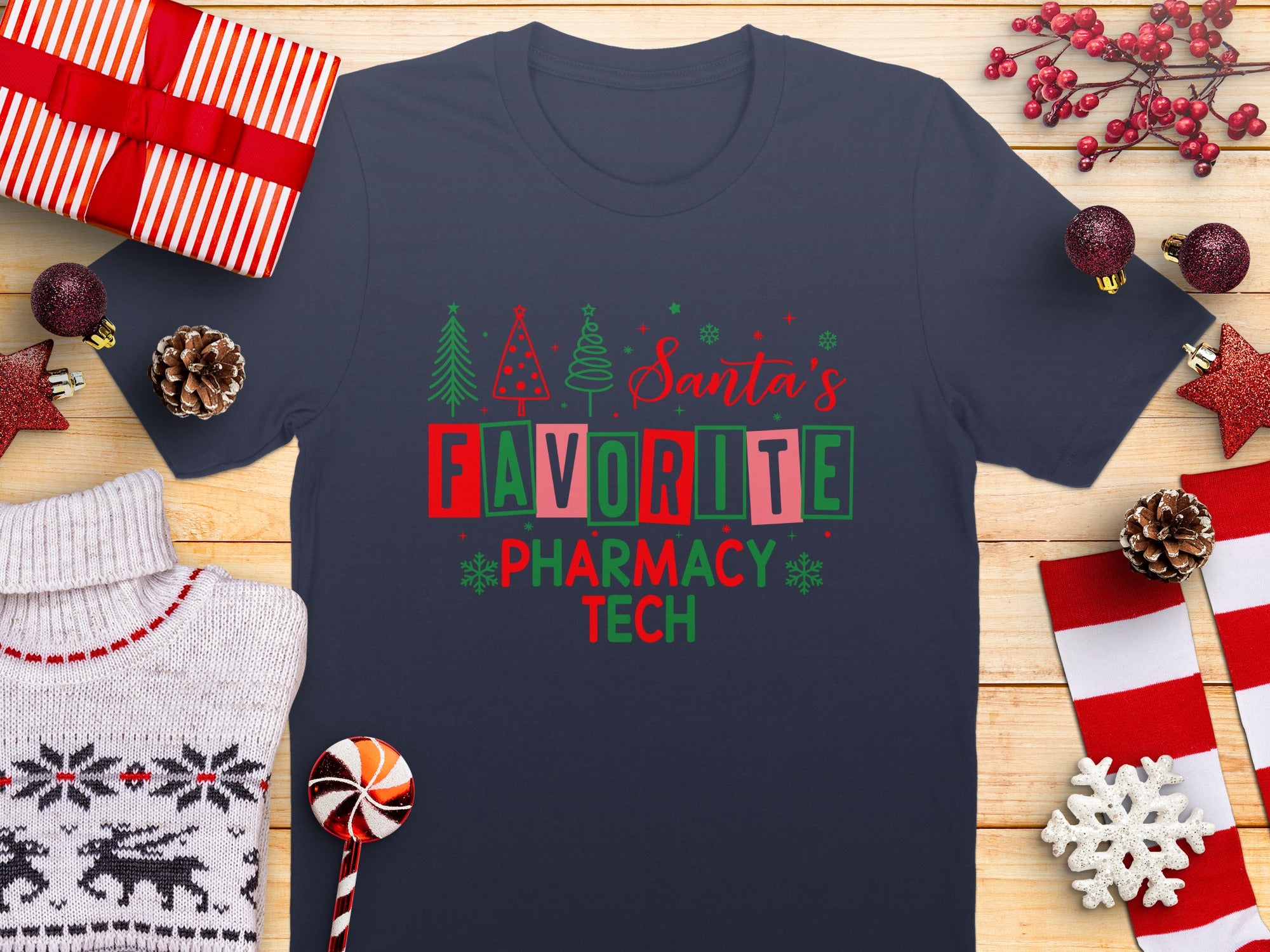 Santa's Favorite Pharmacy Tech Holiday Shirt product
