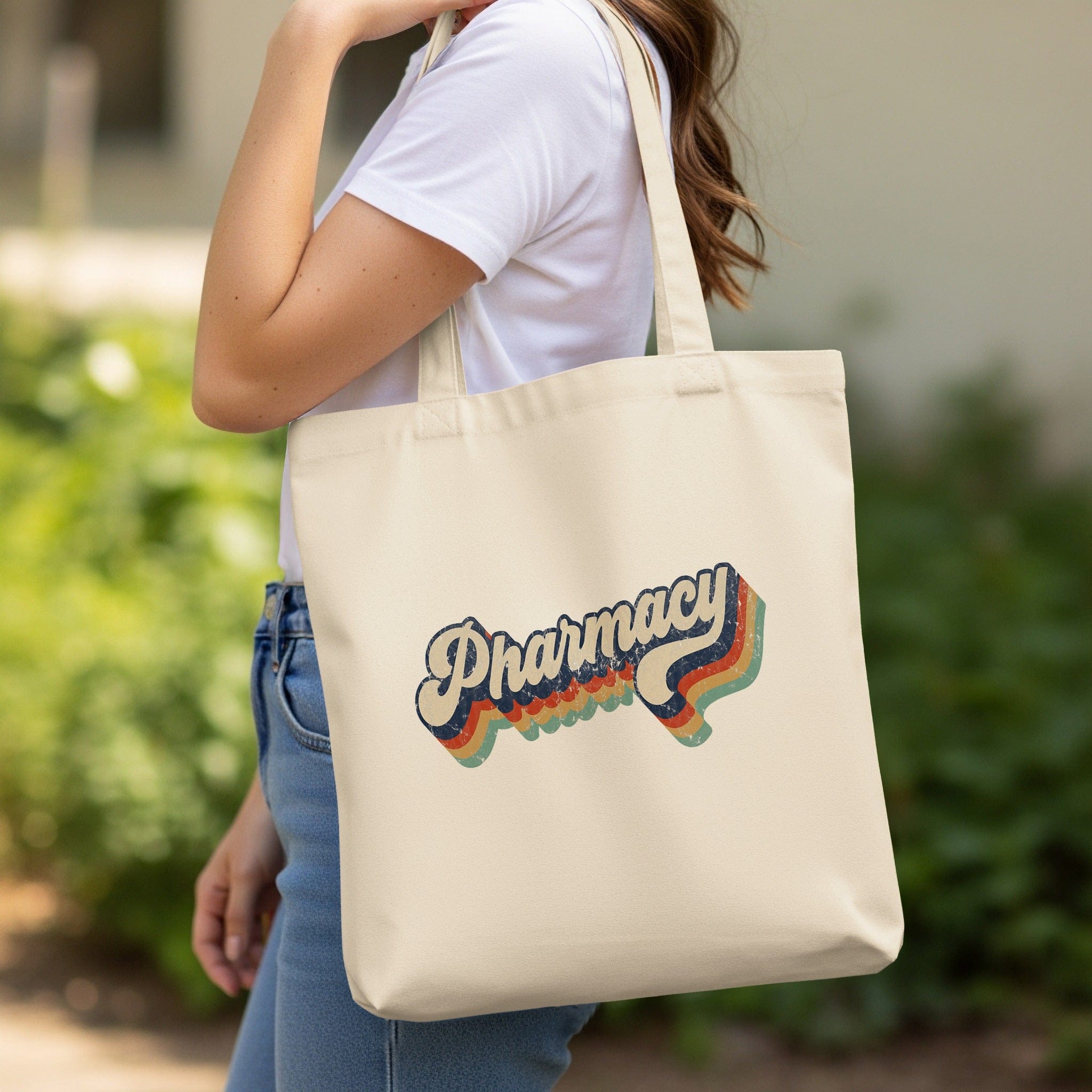 Retro Pharmacy Design Reusable Tote Bag for Everyday Use
