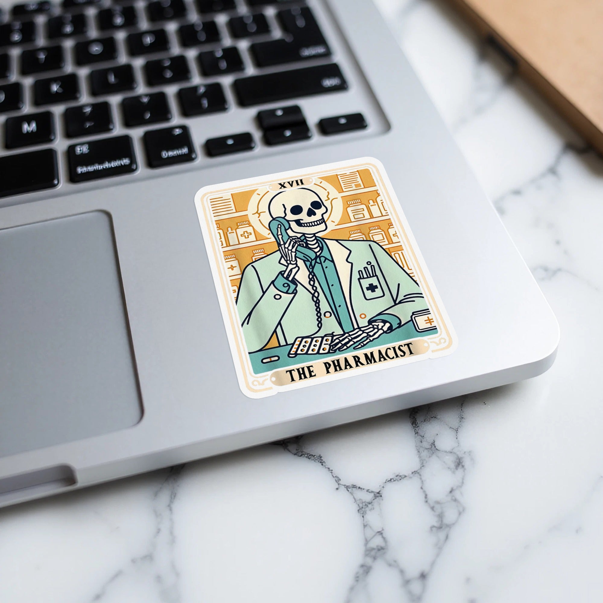 Skeleton Pharmacist Illustration Sticker product
