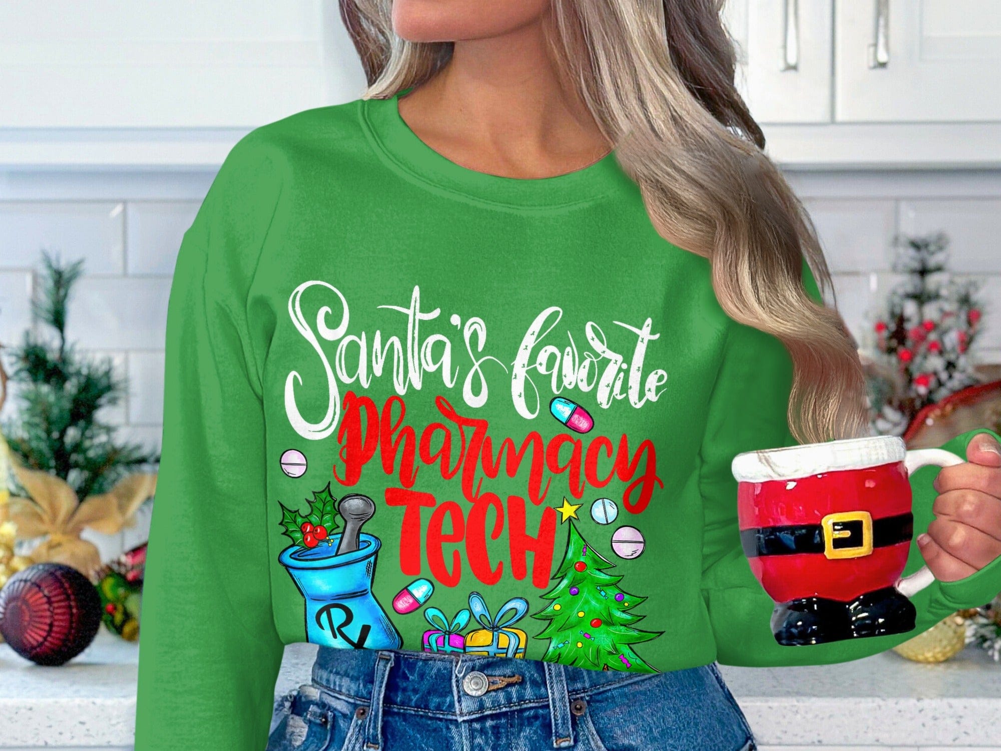 Santa's Favorite Pharmacy Tech Christmas Shirt