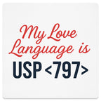 My Love Language is USP <797> text on white background.