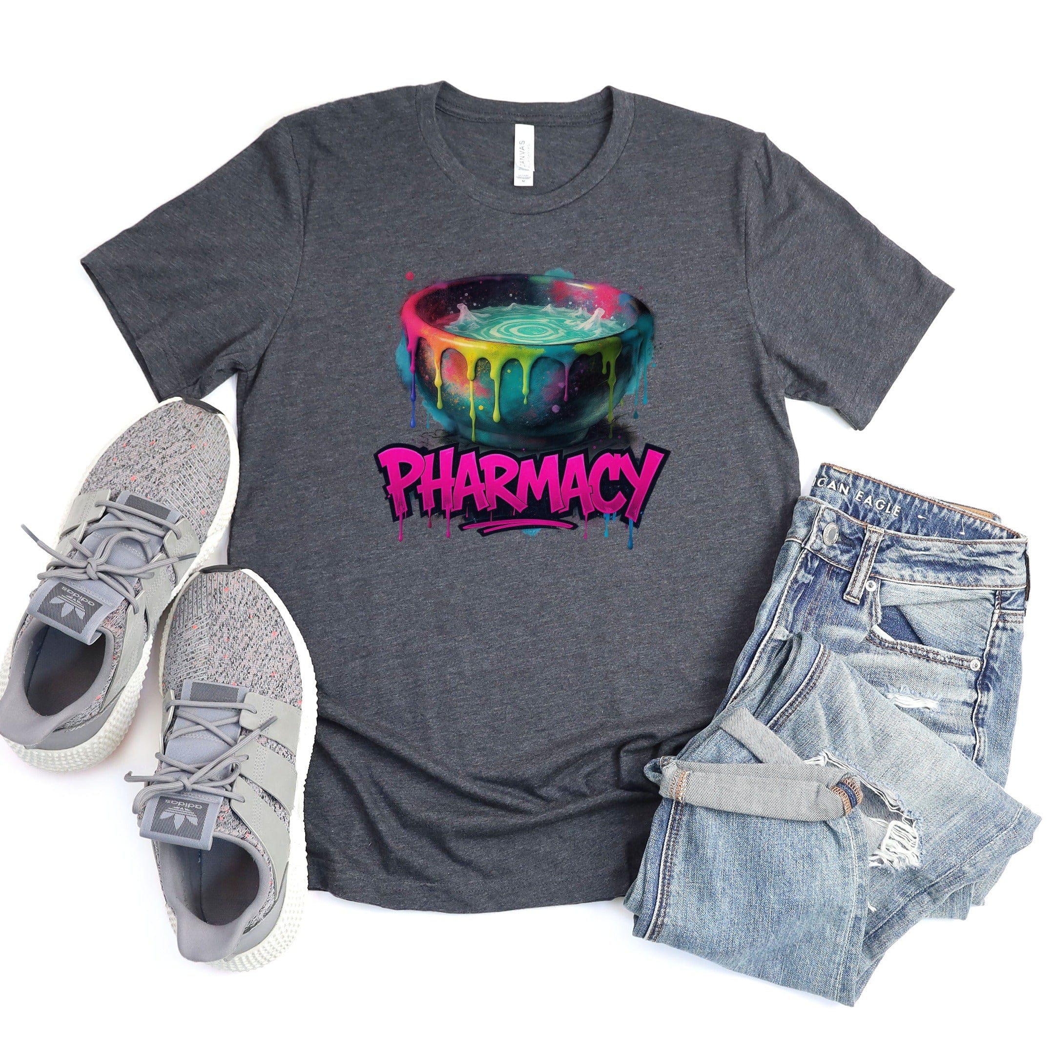 Colorful Dripping Design On Pharmacy Product T-shirt